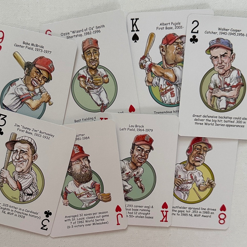 Hero Decks St Louis Baseball Heroes Playing Cards Cardinals Legends Caricature - Picture 9 of 11